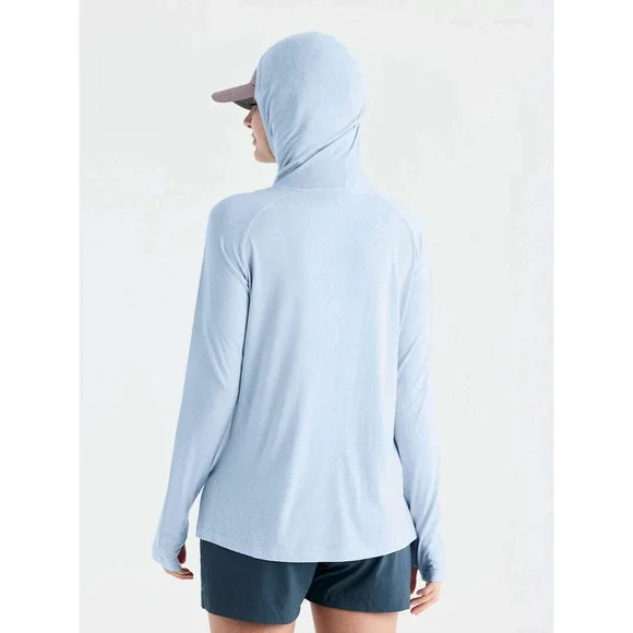 Free Fly Women Bamboo Lightweight Hoodie II Gorp Coastal S Blue UPF 20+ Mermaid - Picture 2 of 16